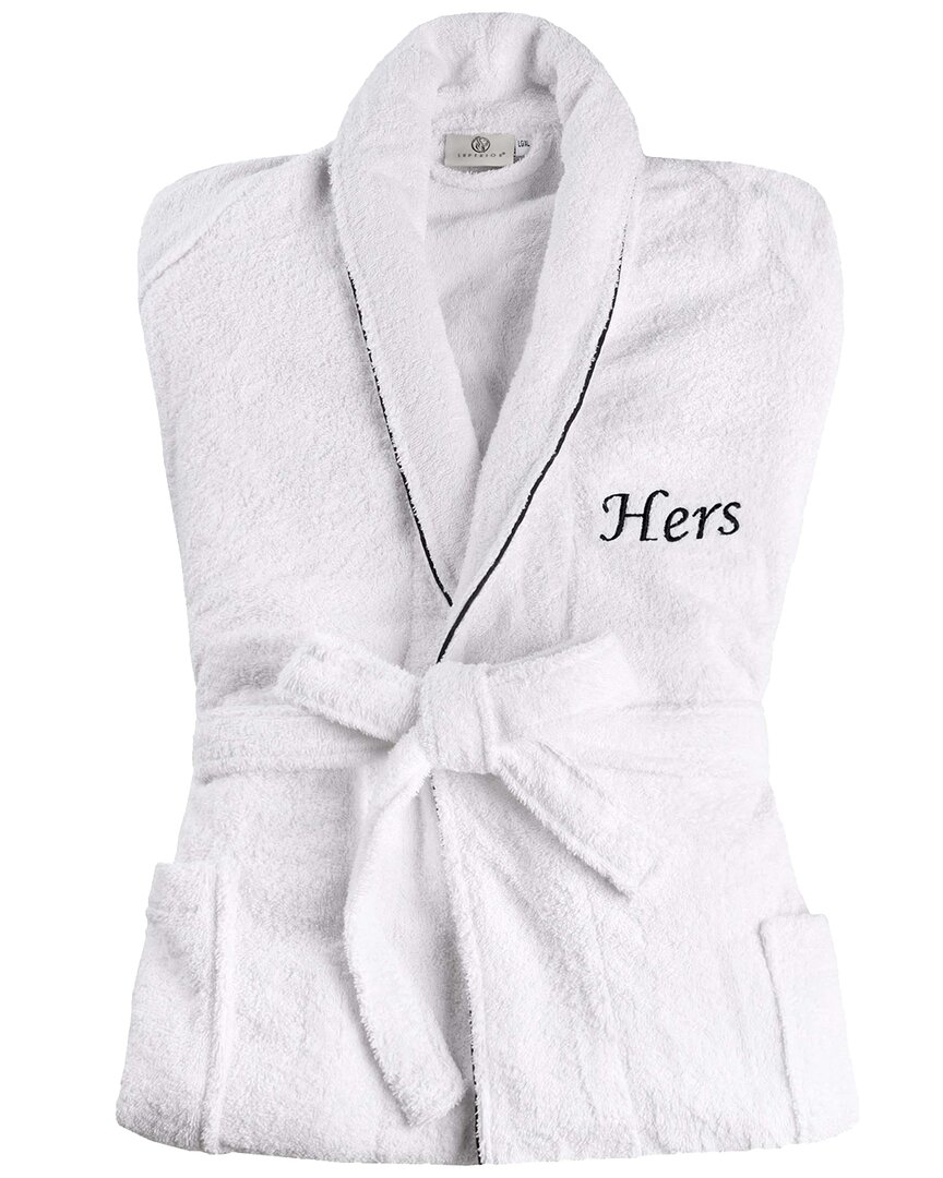 Superior Adult Unisex White Embroidered Highly Absorbent Fluffy Bathrobe