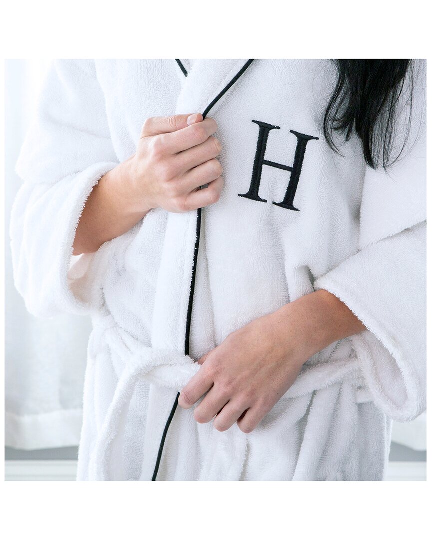 Superior Adult Unisex White Monogram Embroidered Highly Absorbent Fluffy  Bathrobe