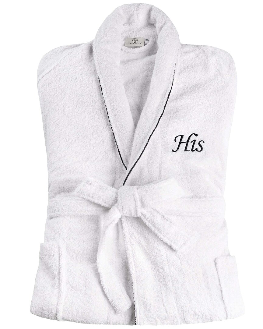 Superior Adult Unisex White Embroidered Highly Absorbent Fluffy Bathrobe