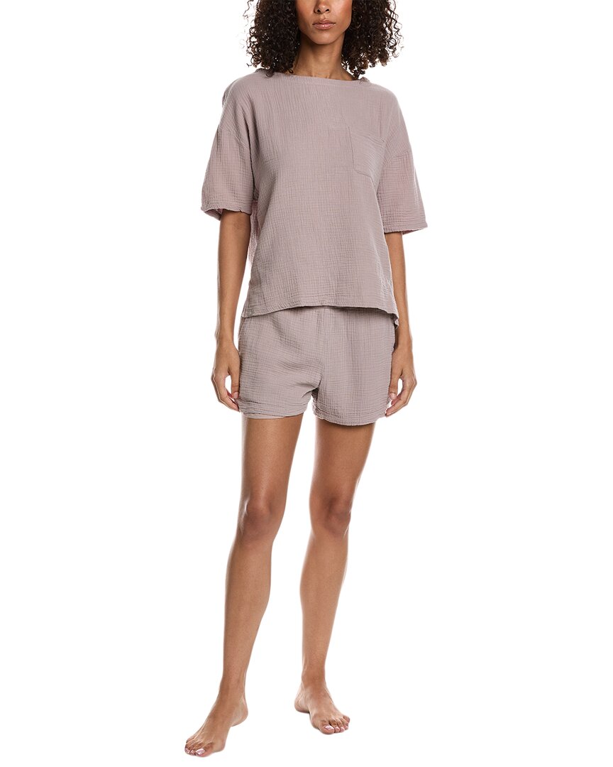 BAREFOOT DREAMS BAREFOOT DREAMS 2PC MALIBU COLLECTION SUN SOAKED CRINKLE T-SHIRT & SHORT SET