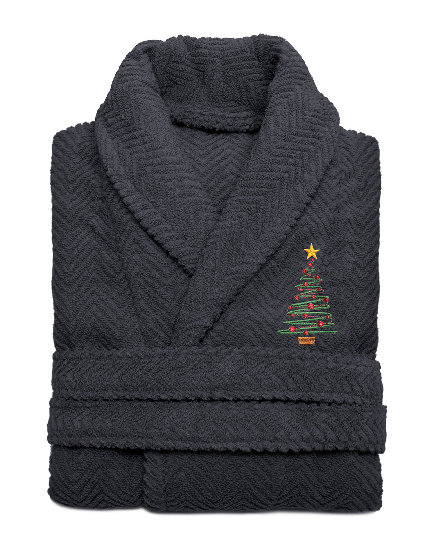 Linum Home Textiles Herringbone Weave Embroidered Bathrobe