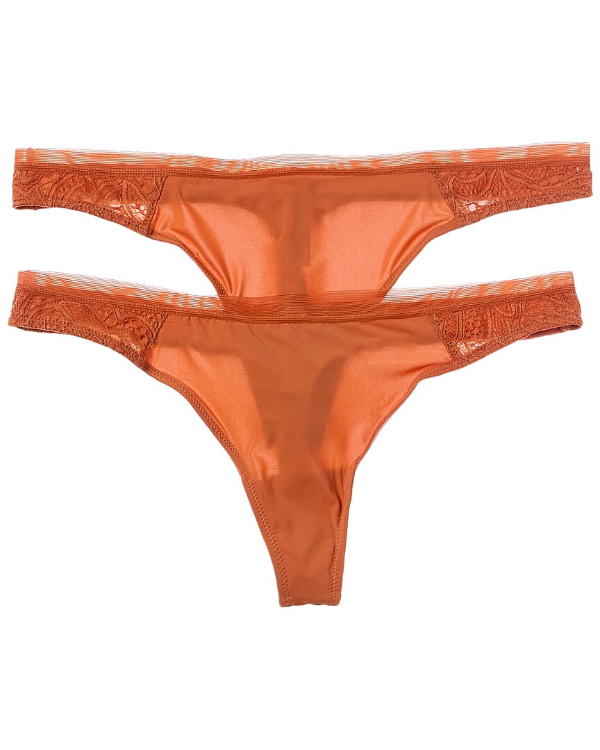 Lively 2pk The Palm Lace Thong In Orange