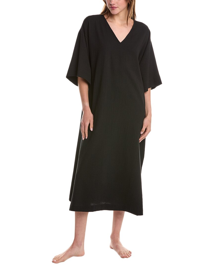 Natori V Neck Cotton Caftan In Black