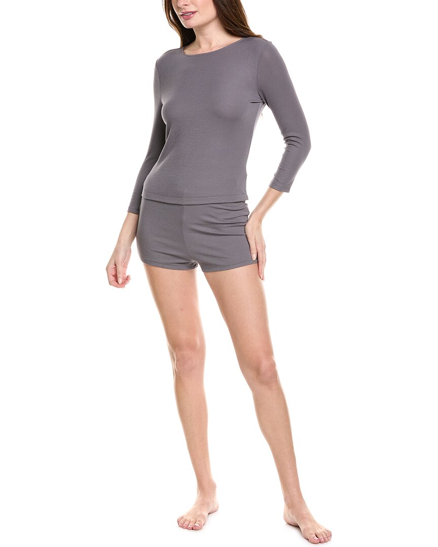 Natori Rib Essentials Short Pajamas In Grey