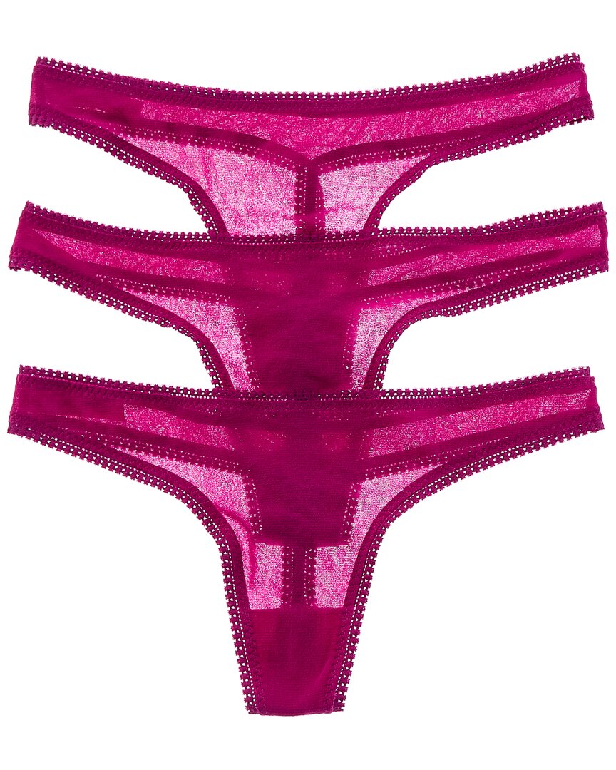 On Gossamer Ongossamer Set Of 3 Hip G-string In Purple