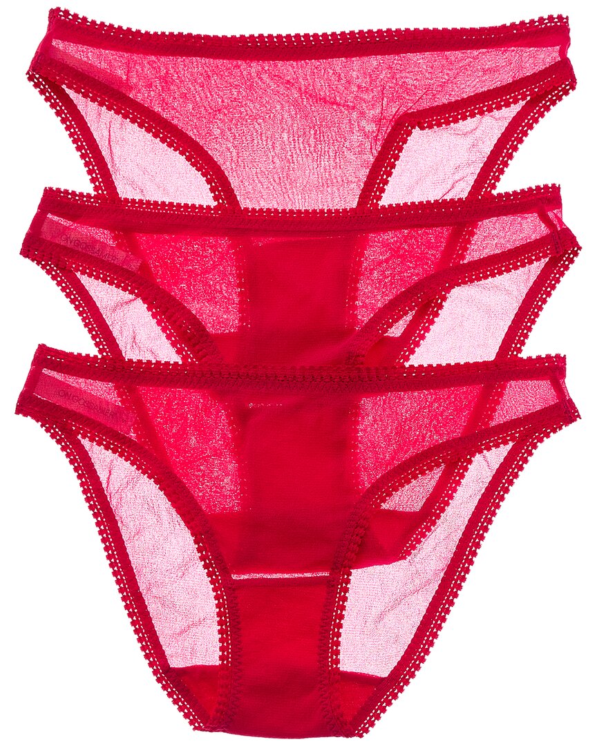 On Gossamer Ongossamer Set Of 3 Hipster Bikini In Red
