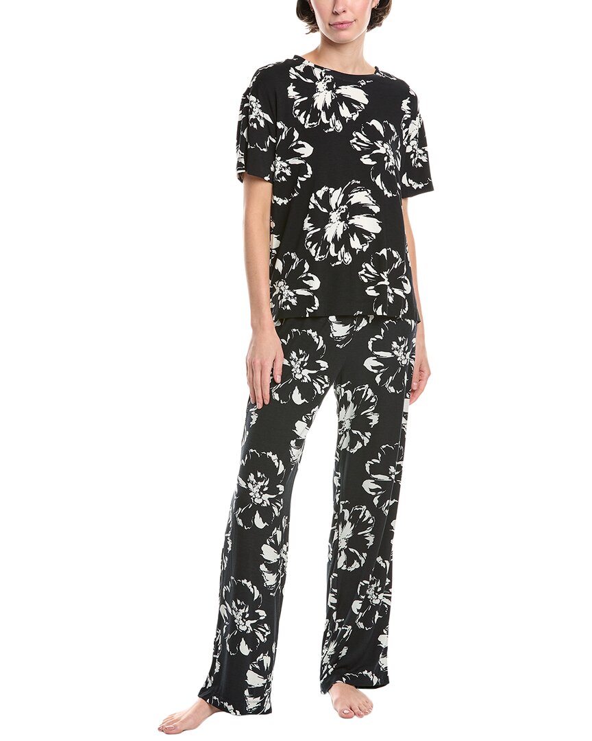 Sanctuary Women's 2-pc. Knit Jersey Short-sleeve Long Pajama Set In Black
