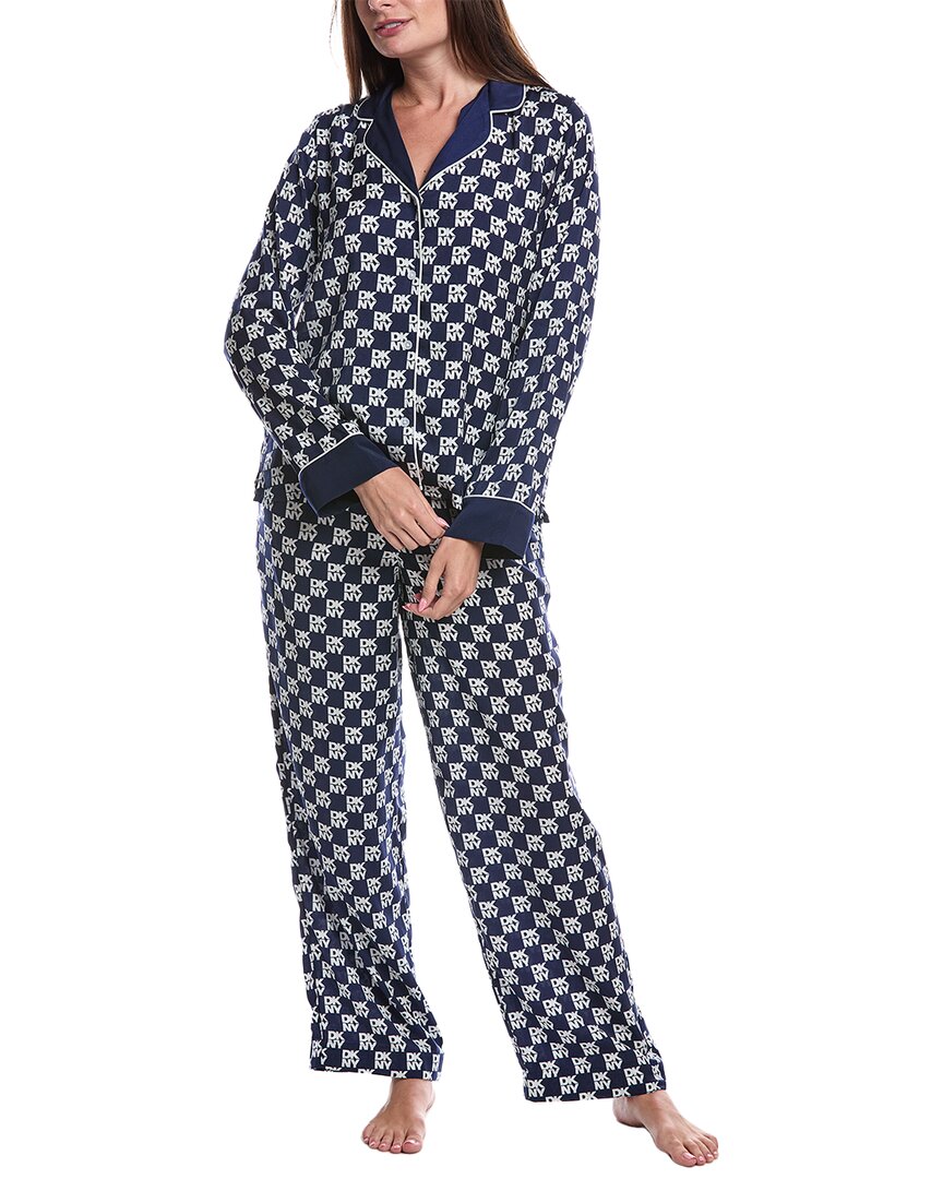 Dkny 2pc Top & Pant Sleep Set In Blue