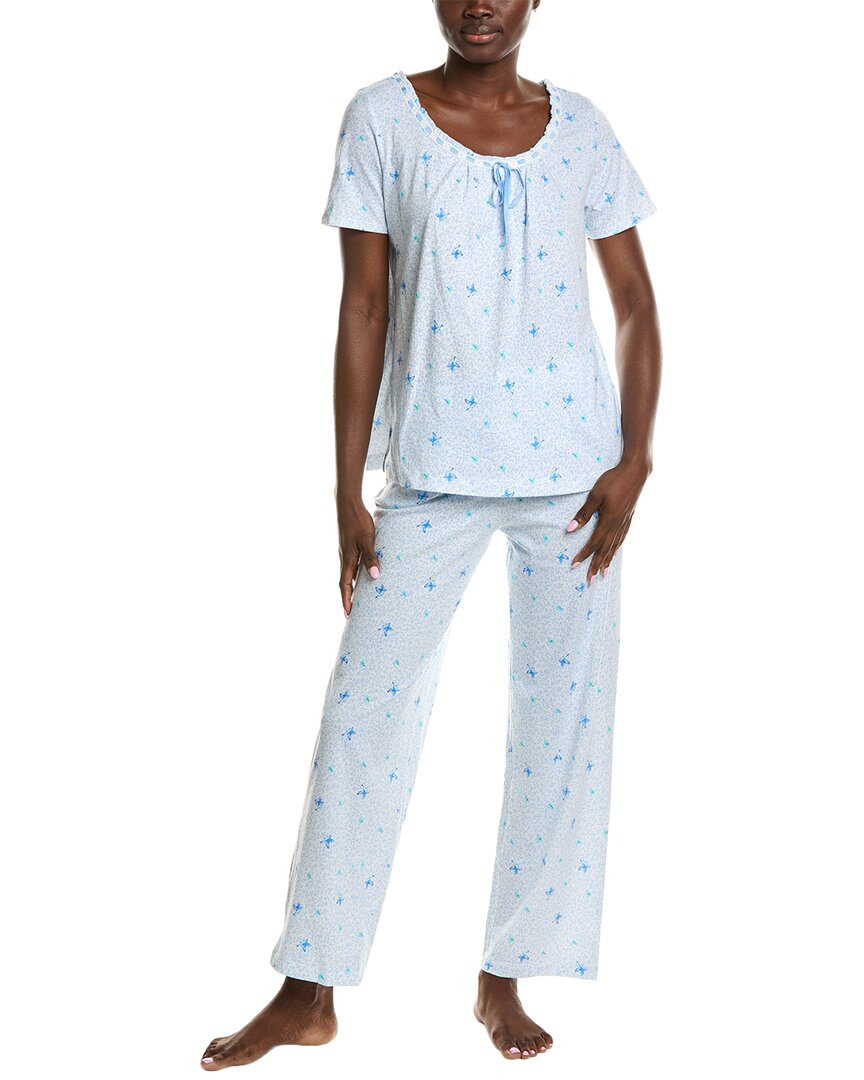 Carole Hochman 2pc Long Pajama Set In Blue
