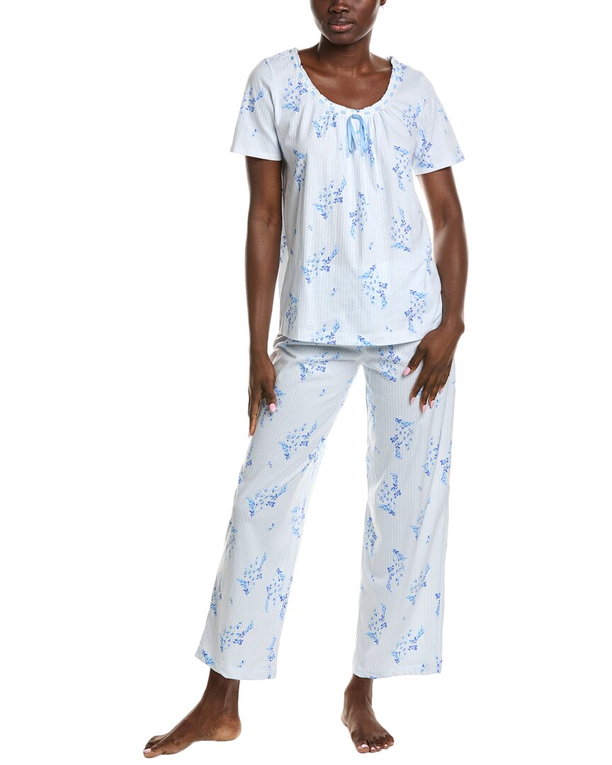 Carole Hochman 2pc Long Pajama Set In Blue