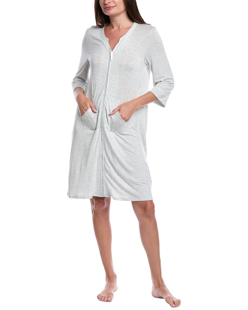 Ellen Tracy Front Zip Robe In White