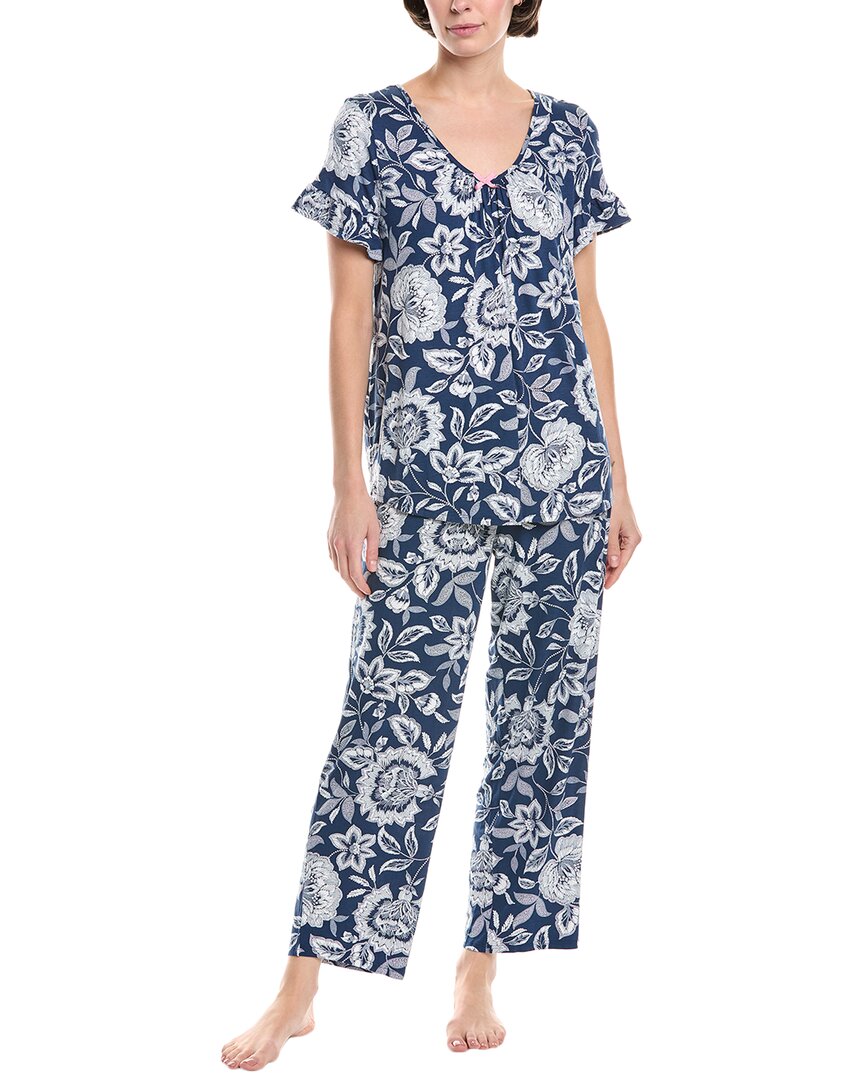 Ellen Tracy Women's Short Sleeve Long Pajama Set