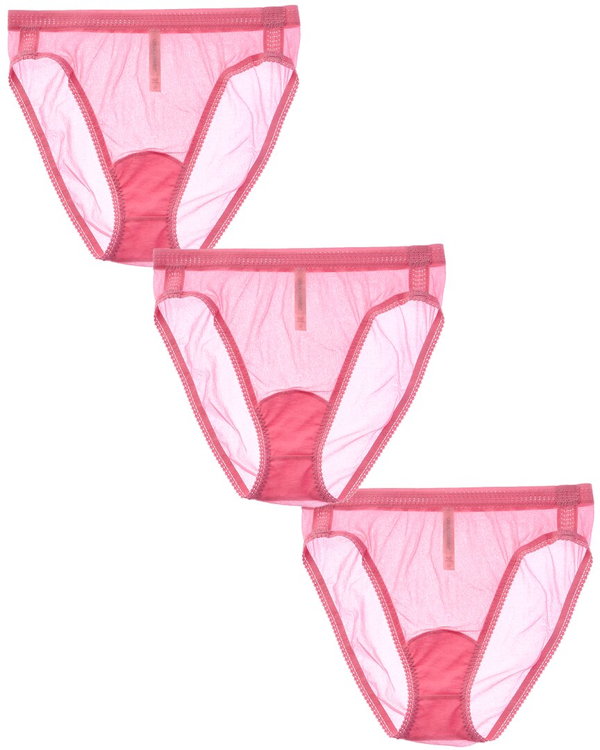On Gossamer Ongossamer 3pk Mesh Hi-cut Brief In Pink