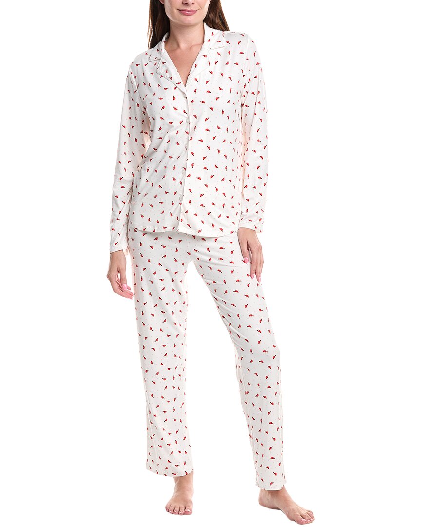 Carole Hochman 2pc Pajama Pant & Top Set In White