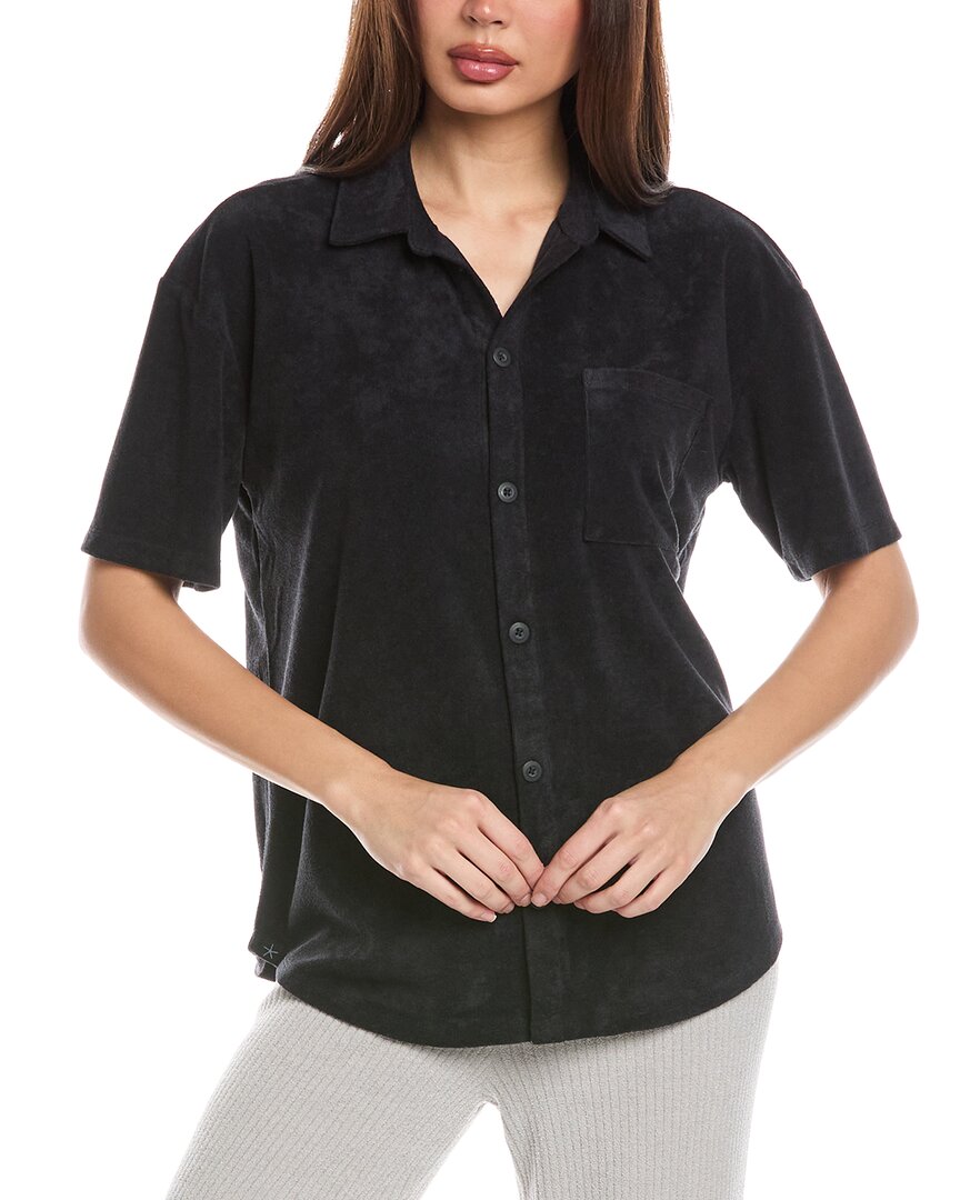 Barefoot Dreams Cozychic Ultra Lite Cropped Shirt In Black