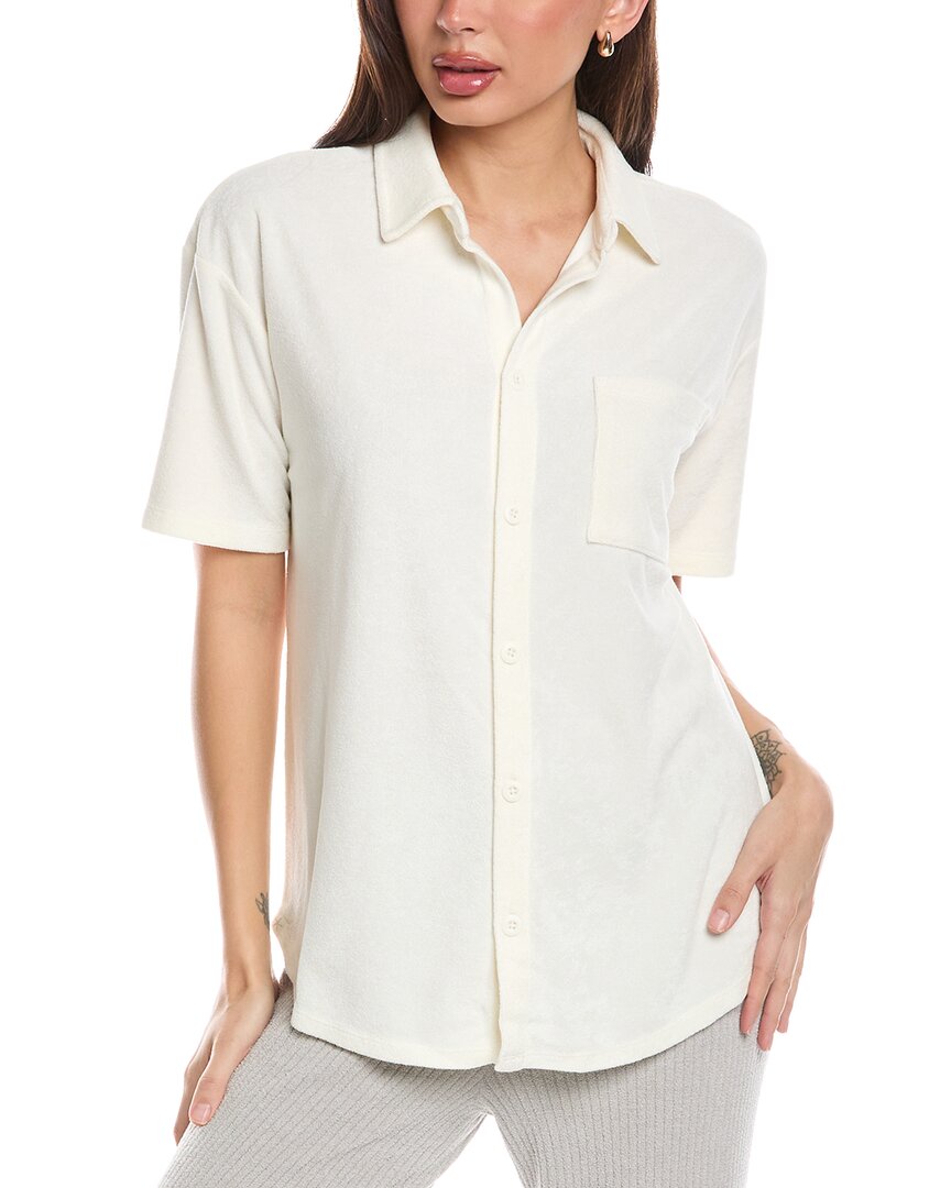 Barefoot Dreams Cozychic Ultra Lite Cropped Shirt In White