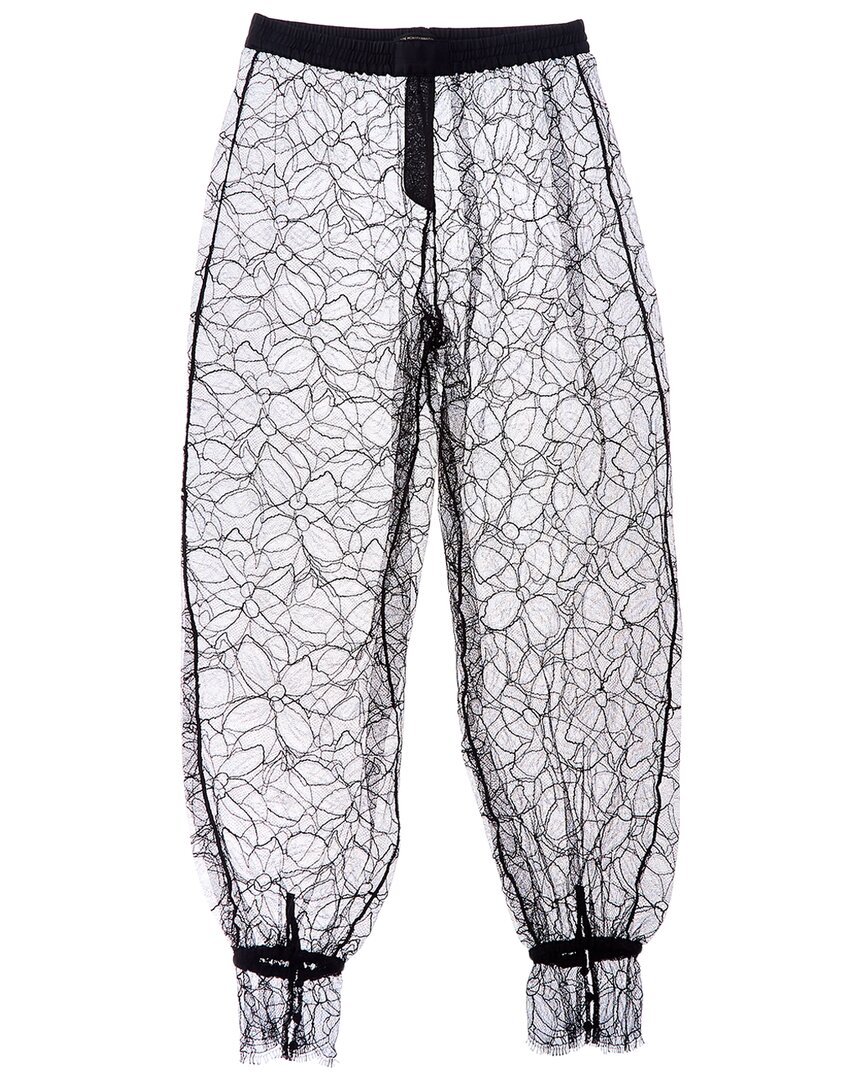Kiki De Montparnasse Lace Silk-trim Track Pant In Black