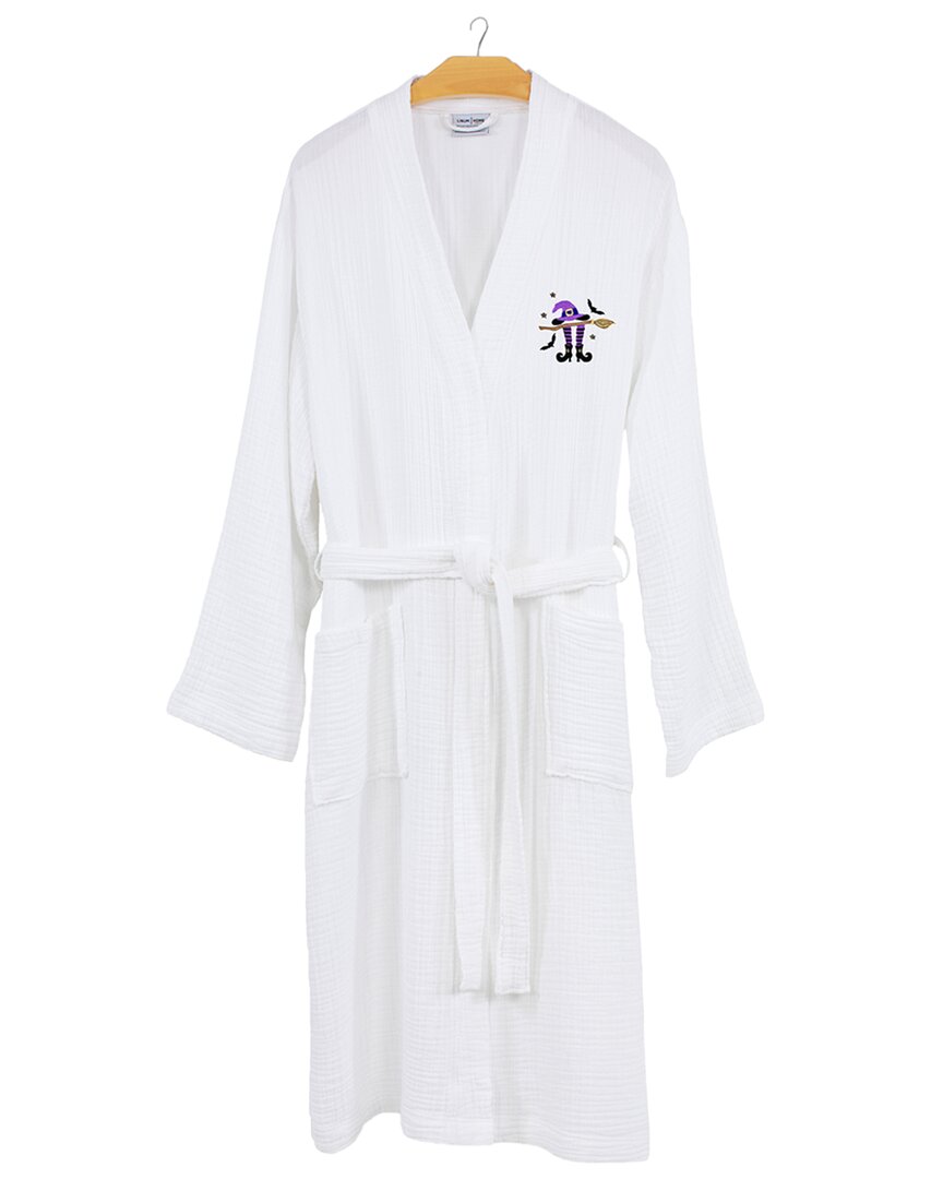 Linum Home Textiles Turkish Cotton Waffle Weave Embroidered Unisex Bathrobe