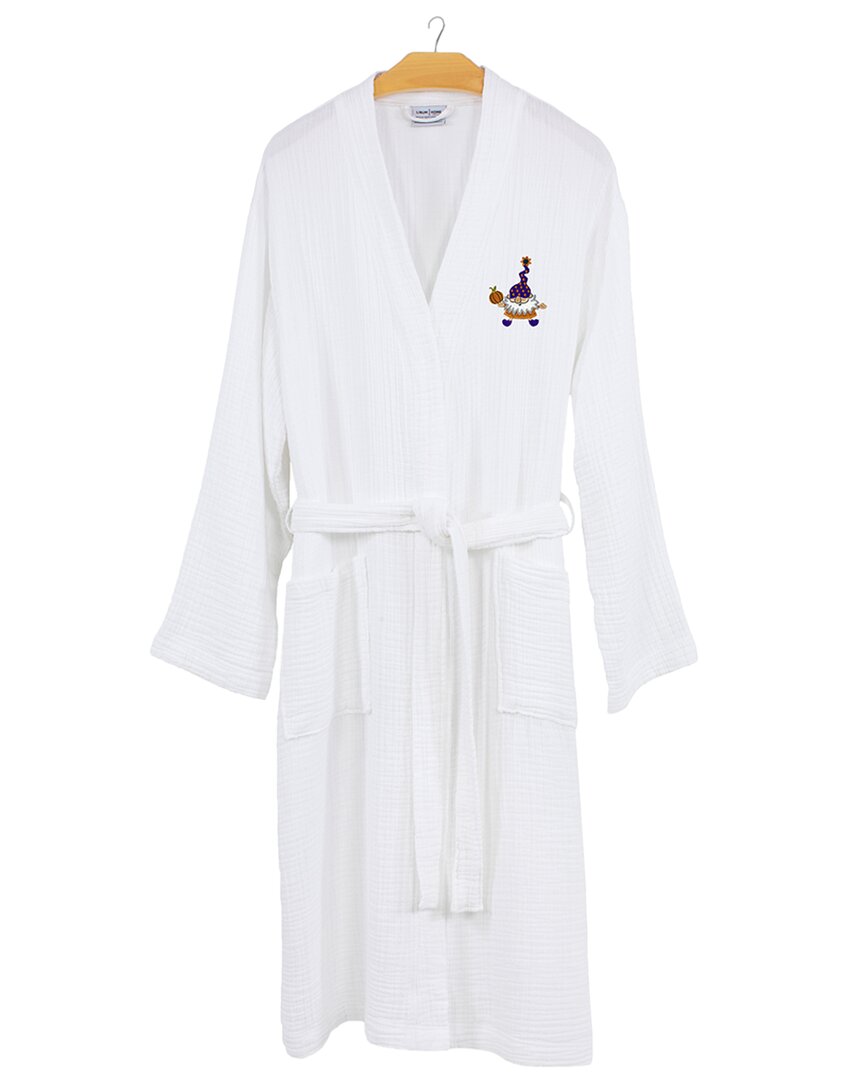 Linum Home Textiles Turkish Cotton Waffle Weave Embroidered Unisex Bathrobe