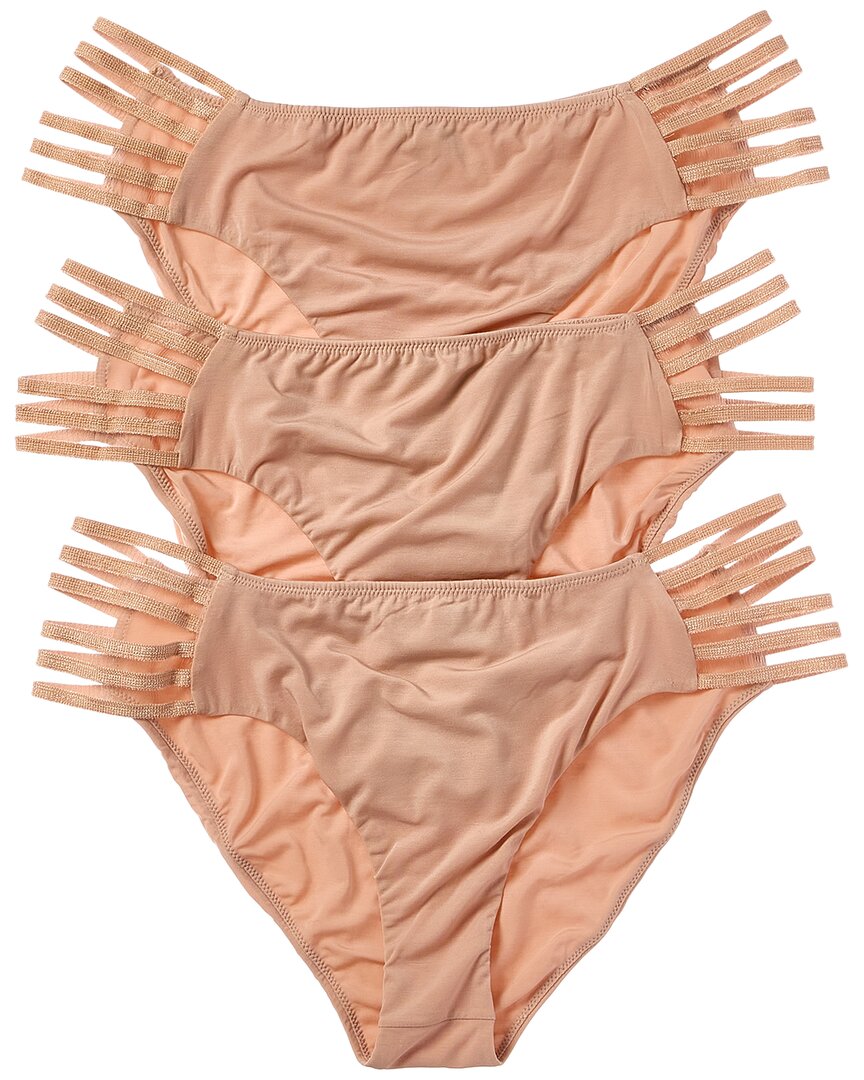 Cosabella 3pk Tempo Strappy Boyleg In Brown