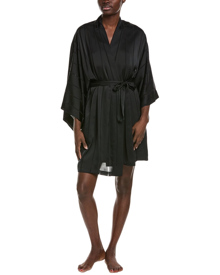 Natori Sheer Stripe Jacquard Wrap In Black