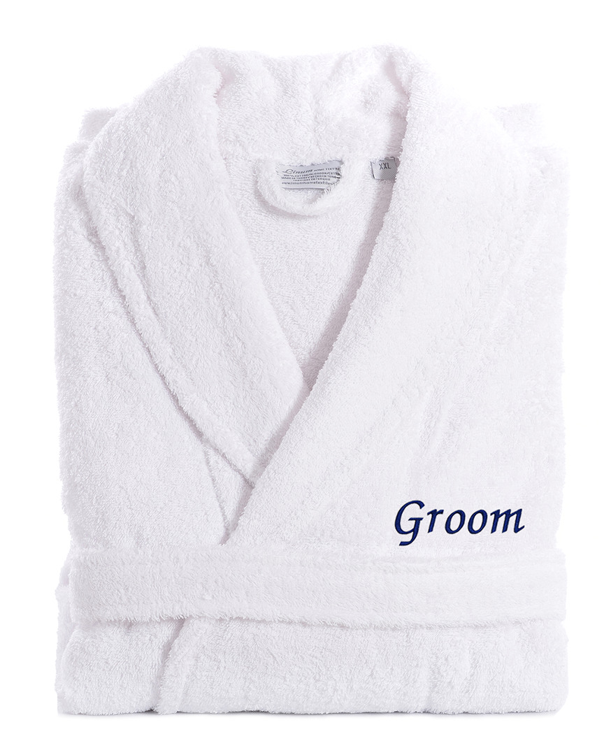 Linum Home Textiles Groom Terry Cloth Bathrobe In White