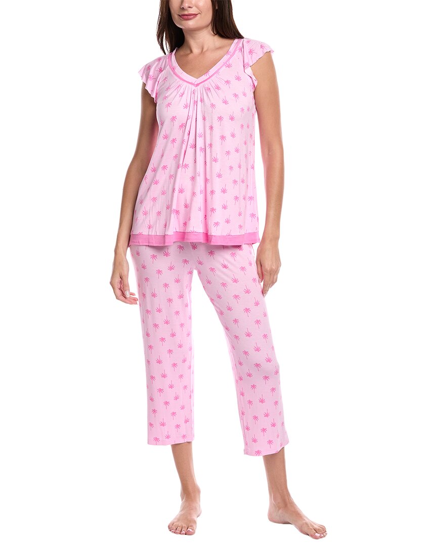 Ellen Tracy Women's Printed V-neck Cropped Pajama Set In Multi