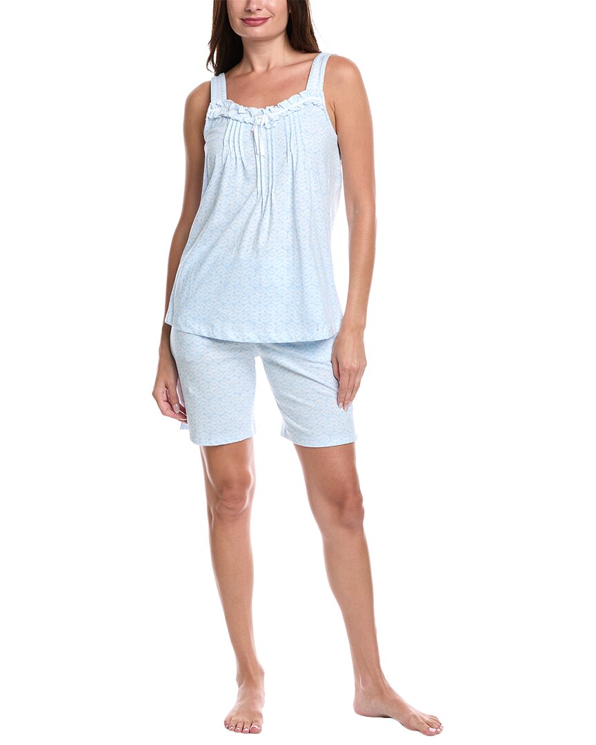 Carole Hochman 2pc Top & Short Bermuda Sleep Set In Blue