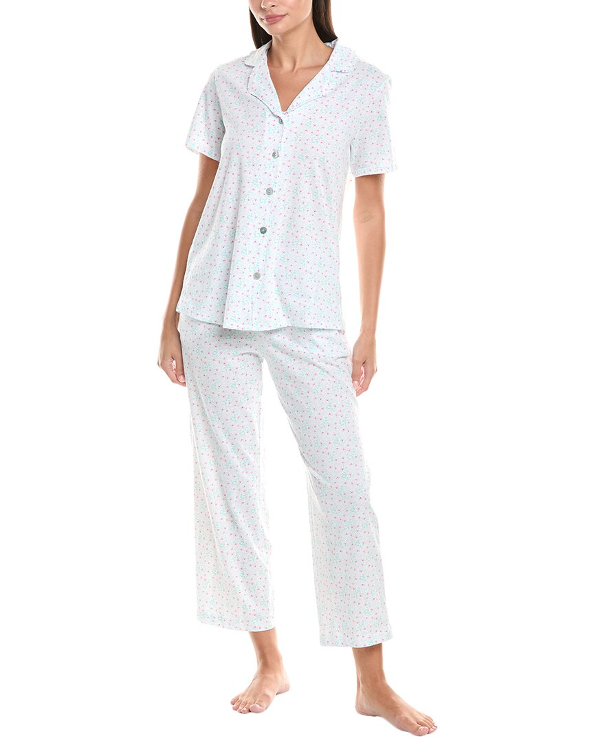 Carole Hochman 2pc Top & Pant Pajama Set In White