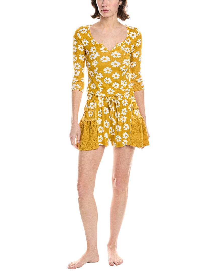 Honeydew Intimates 2pc Down Time Lounge Set In Yellow