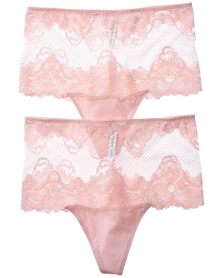 Le Mystere 2pk Lace Allure High-waist Thong In Pink