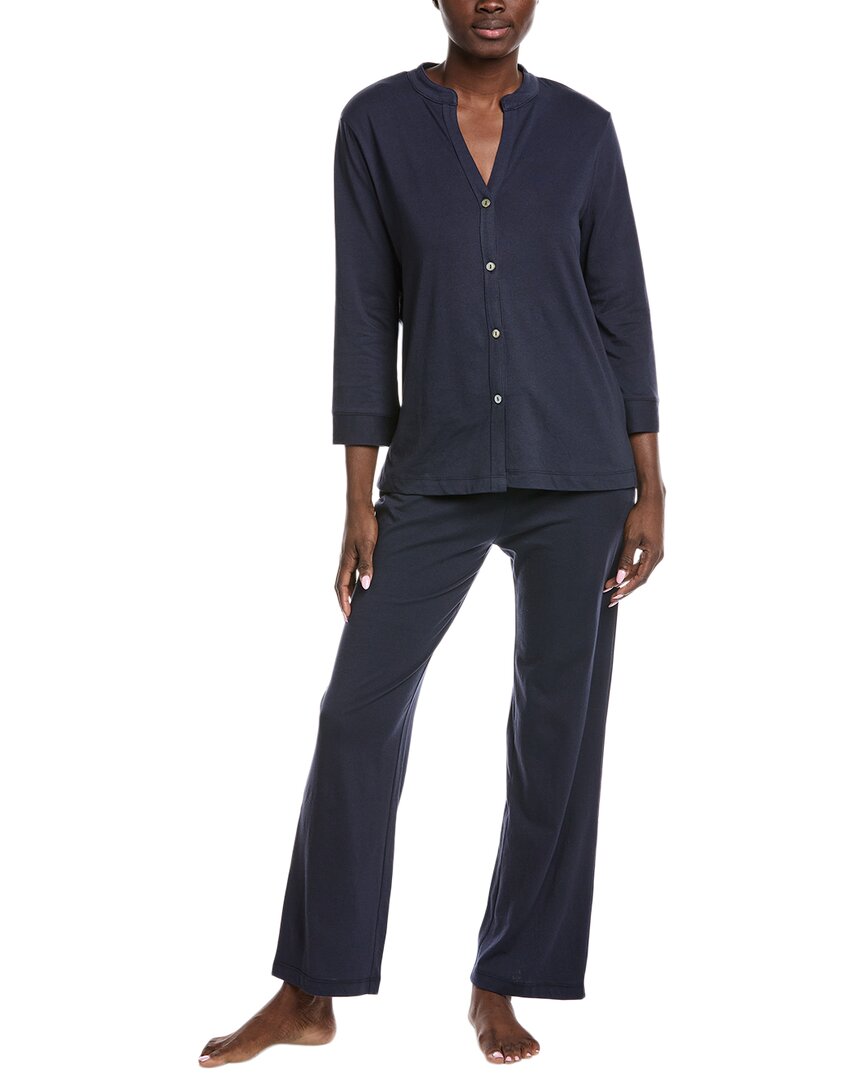 N Natori 2pc Breeze Mandarin Pajama Set In Blue