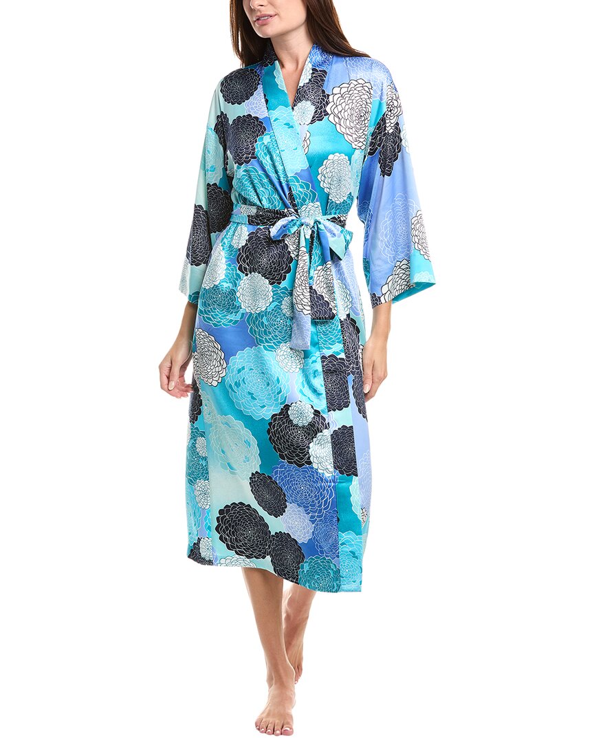 N Natori Botanic Melody Satin Robe In Blue