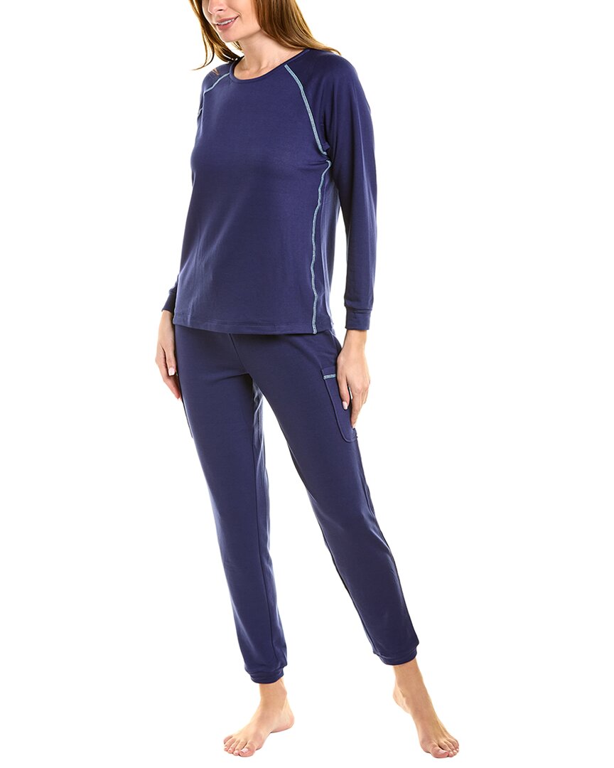 Flora Nikrooz 2pc French Terry Pajama Set In Blue