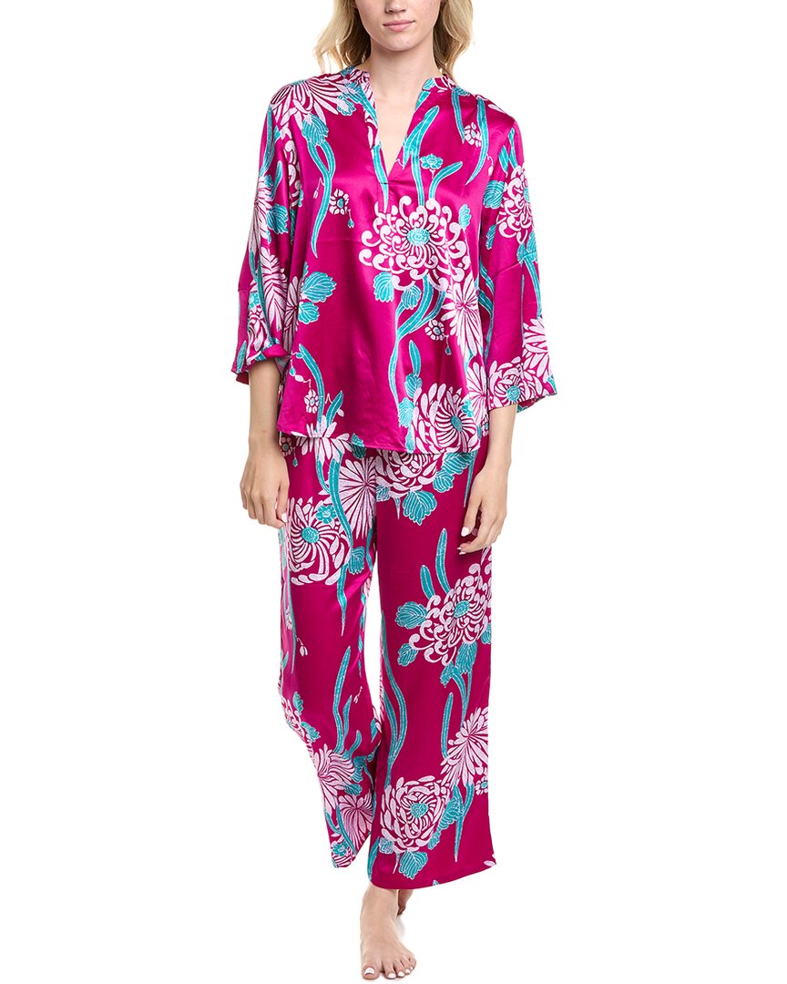 N Natori Taipel Geo Ruby & Gold Print Pj Set