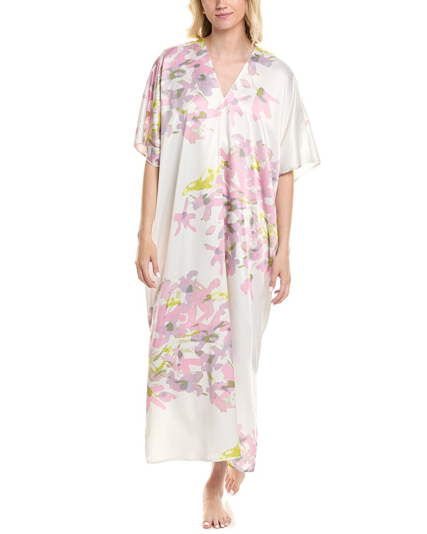 Natori Sumi-e Floral-print Charmeuse Midi Caftan