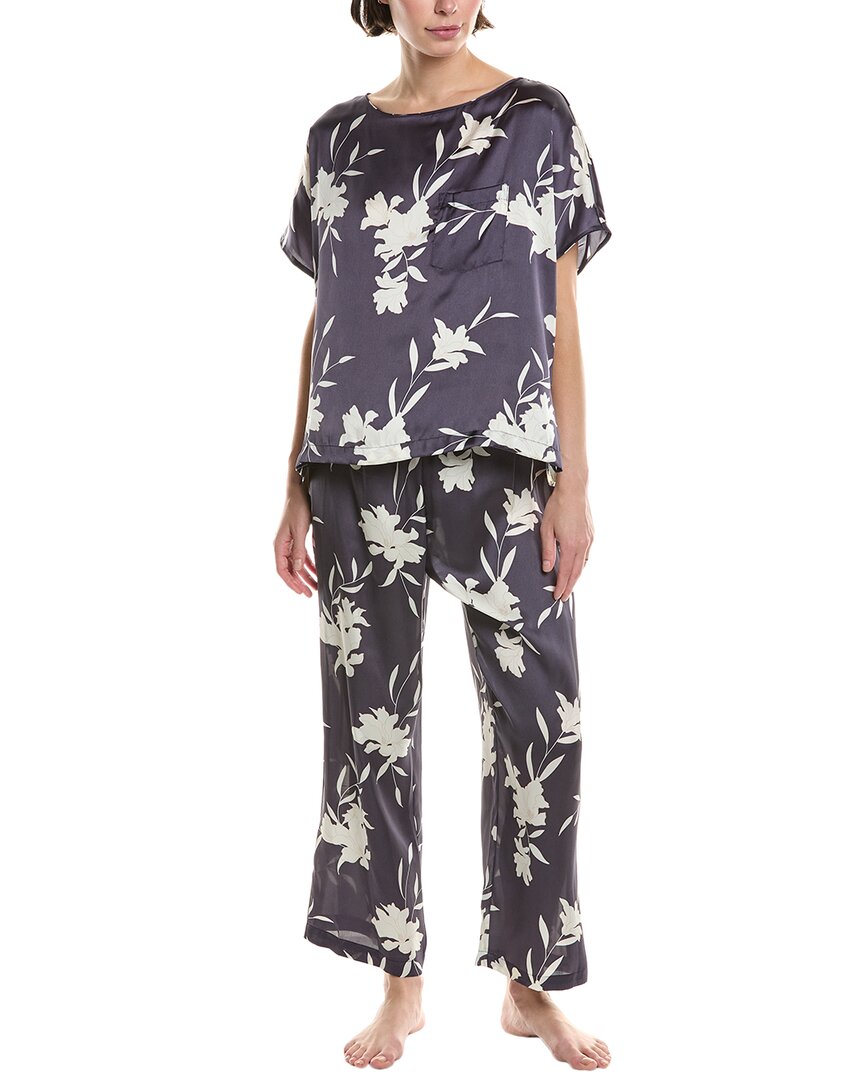 Natori Edit 2pc Lily Printed Satin Icon Pajama Set