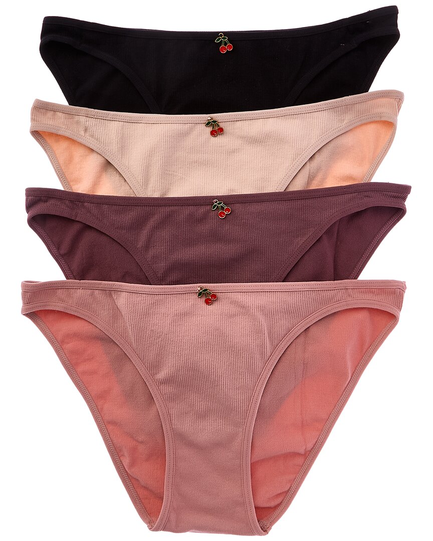 Sugar Set Of 4 Seamless Rib Bikini In Multi