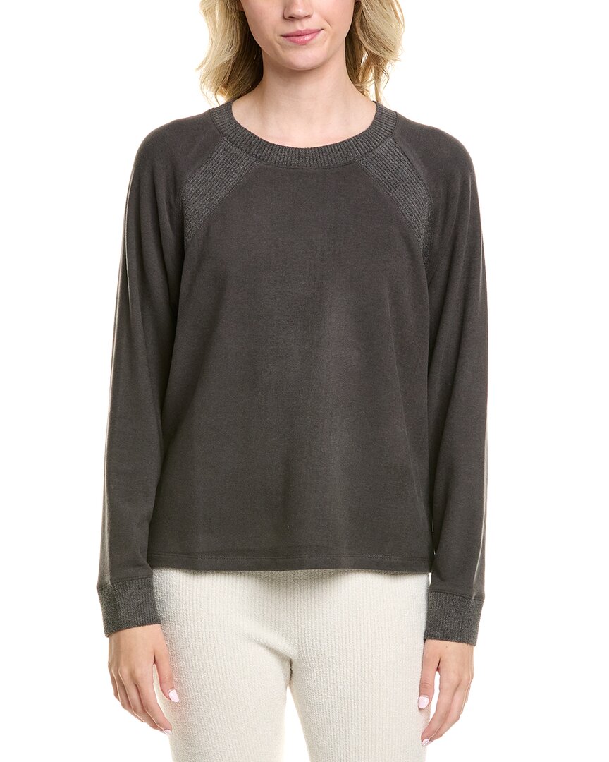 Barefoot Dreams Malibu Collection Brushed Fleece Mix Raglan Pullover In Gray