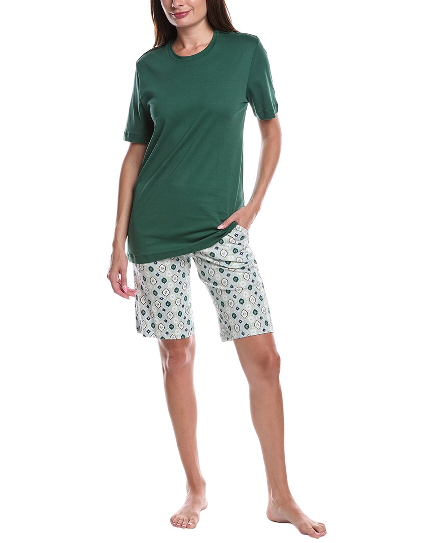 Hanro 2pc Pajama Set In Green