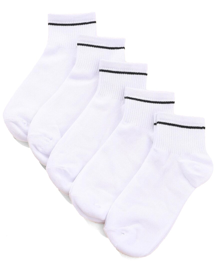 Stems Five Pack Sport Ankle Socks With Stripe Contrast In White