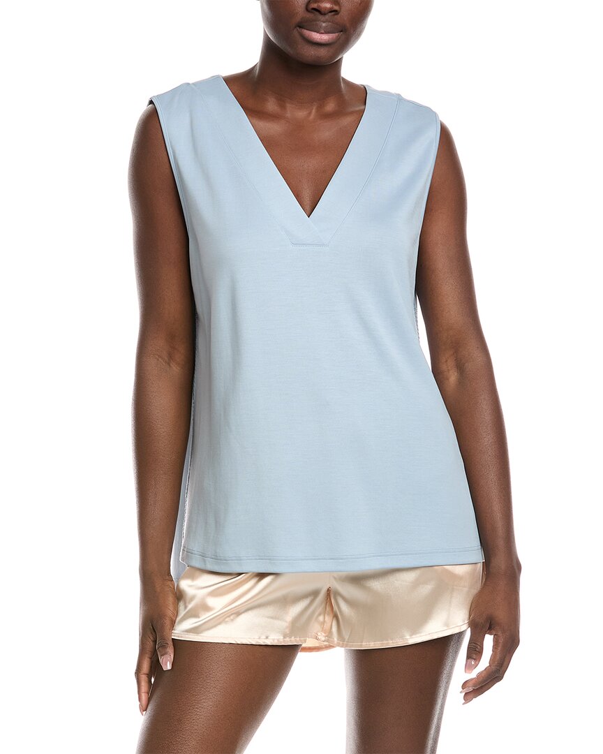 Hanro Pure Comfort V-neck Tank In Blue