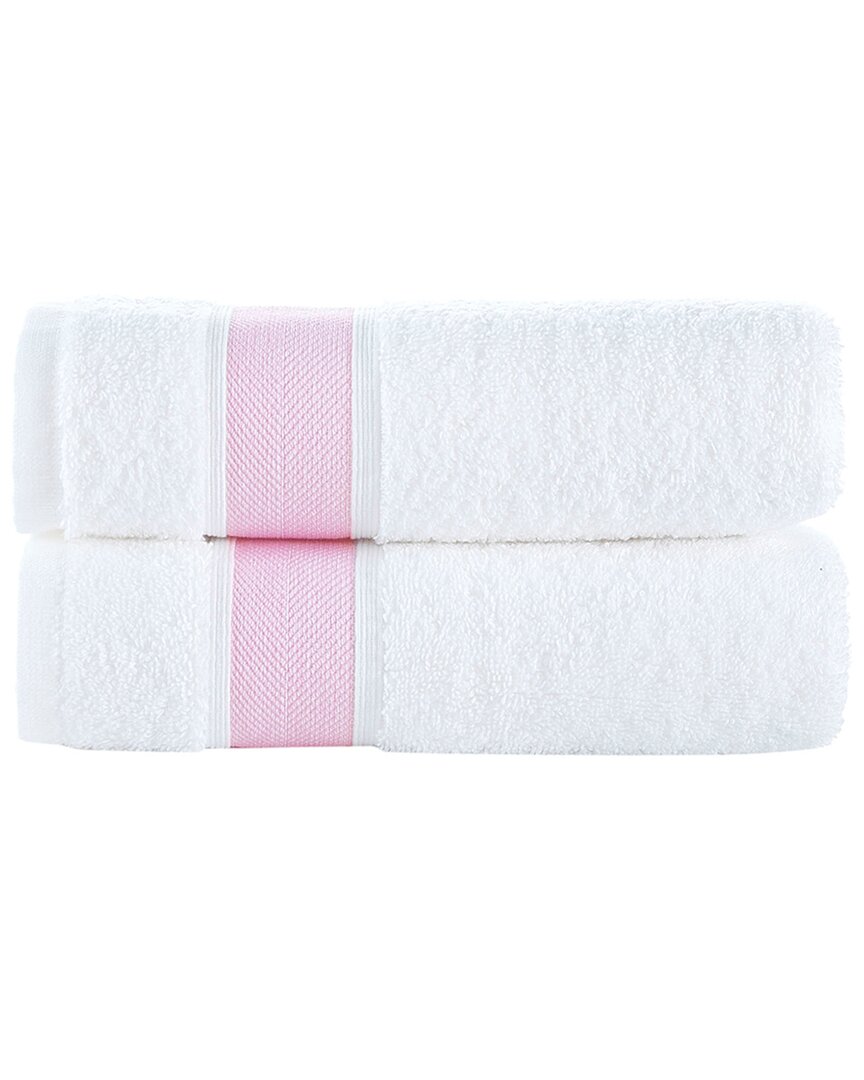 Brooks Brothers Ottoman Rolls 2pc Hand Towels In Pink