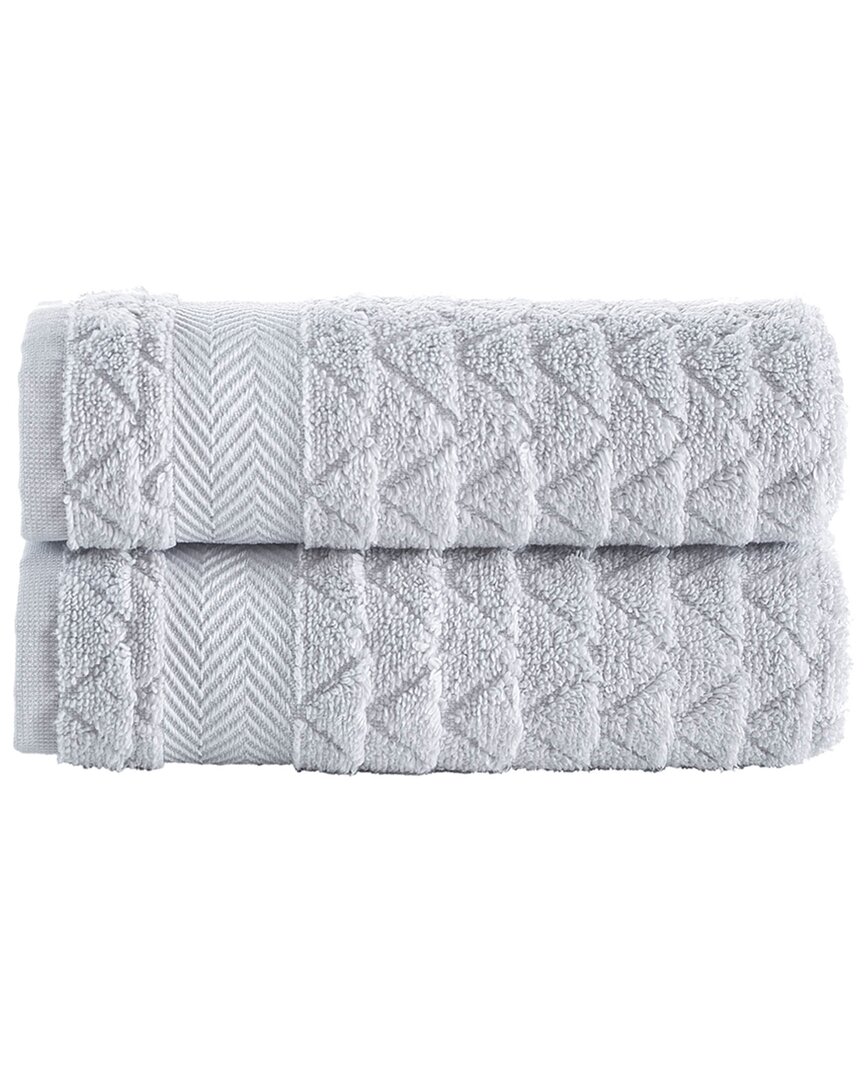Brooks Brothers Herringbone 2pc Hand Towels In Silver