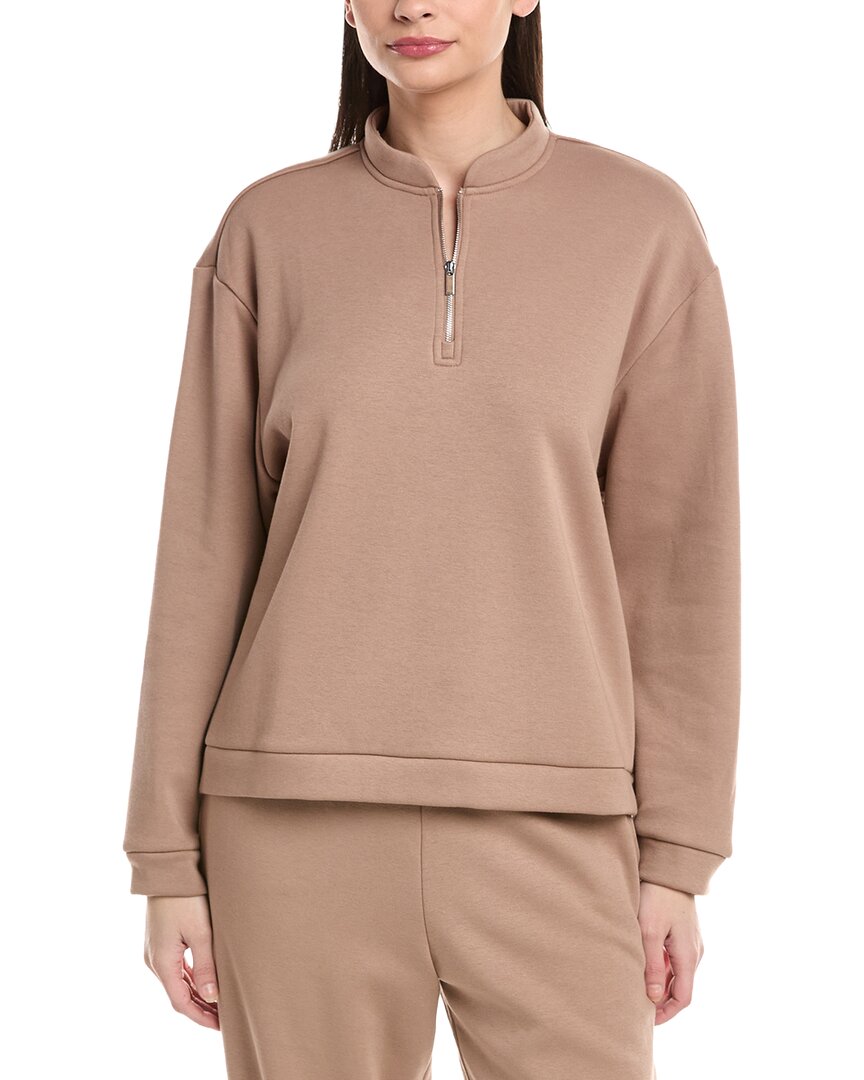 Natori Nova Cozy Brushed Knit Everywhere Zip-up Top In Brown