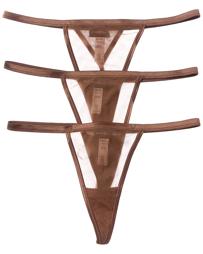 Cosabella 3pk Soire Confidence G-string In Brown