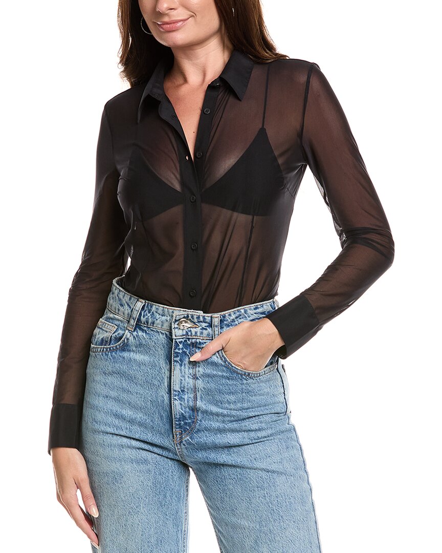 Commando ® Chic Mesh Button-down Bodysuit In Black