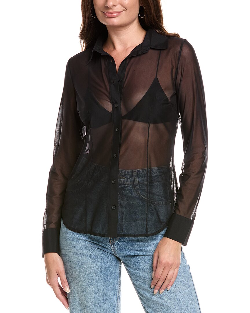 Commando Mesh Button Down Bodysuit In Black In Black