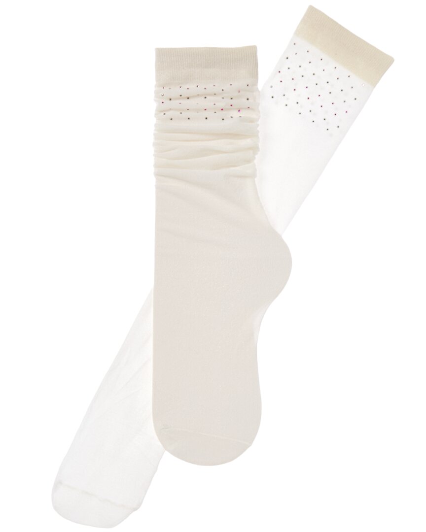 High Heel Jungle Baby Shimmer Knee Socks In White