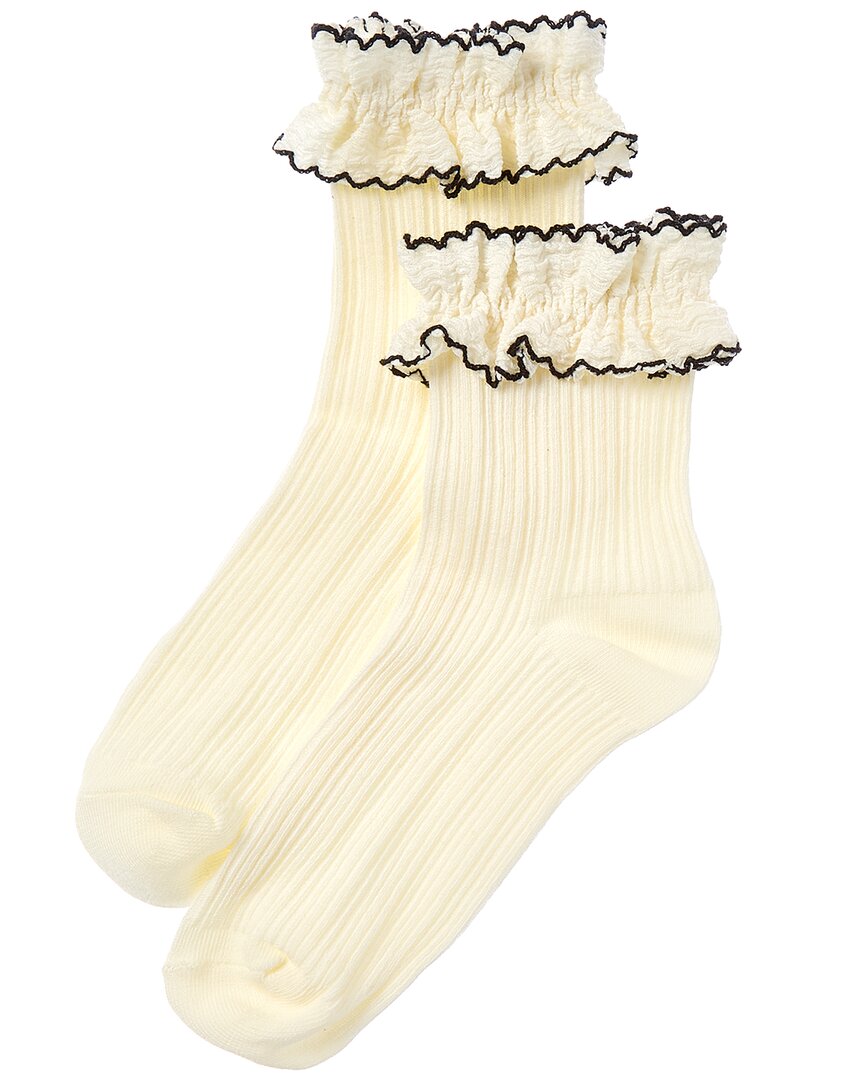 High Heel Jungle Sheer Frilly Socks In White